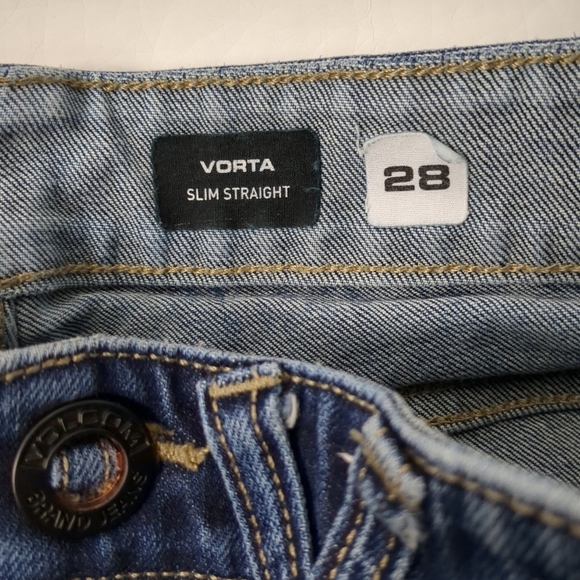 Volcom Vorta Slim Straight Designer Jeans Women's Size 28 Blue Cotton - Picture 5 of 9